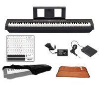 Yamaha Keyboard P45 Black 88 Weighted Keys Digital Piano Bundle with Juliet Music Piano Dust Cover, Polish Cloth and Piano Key Sticker (P45B) (P45B)