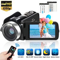 Camcorder Video Camera Ultra HD 2.7K WiFi YouTube Vlogging Camera 1080P 30MP 30FPS Digital Camera 3.0 Inch Touch Screen IR Night Vision Recorder with Remote Control,USB,TV Output,2 Batteries