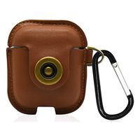 DEESEE(TM) NewLeather Cover Skin Case With Carabiner Protective For Apple AirPods Earphones (Coffee)