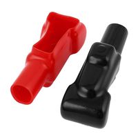 uxcell 2Pcs Soft Plastic Battery Terminal Insulation Protector Cover Boot Sleeve Red Black