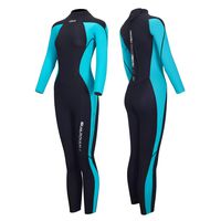 Hevto Wetsuits Women 3mm Neoprene Full Scuba Diving Suits Surfing Swimming Long Sleeve for Water Sports (Blue Women Ⅰ, LT)