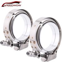 SPEEDWOW 3.0 Inch Exhaust V-Band Clamp Quick Release Male Female Flat Flange With O Ring Aluminium Alloy 2 PCS