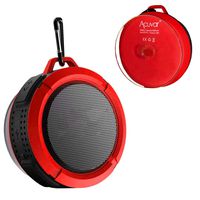 Acuvar Wireless Waterproof Rechargeable Shower Speaker with Suction Cup, Built-in Mic, Media Control Buttons (Redd)