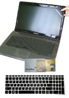 US Layout Keyboard Skin Cover + 15.6'' Anti Glare & Scratch & Fingerprint Screen Protector for Lenovo ideapad 320 (15"), 330 (15"), 330S (15"), 520 (15"), 130 (15") (Black)