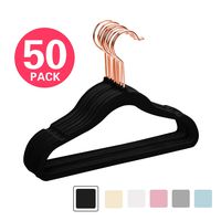 MIZGI Premium Kids Velvet Hangers (Pack of 50) with Copper/Rose Gold Hooks,Space Saving Ultra Thin,Non Slip Hangers use for Children's Skirt Dress Pants,Clothes Hangers by (Black)
