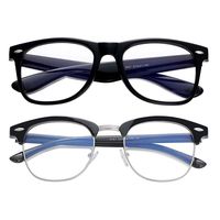 Blue Light Blocking Glasses Large Face Square/Semi-Rimless Computer Game Glasses