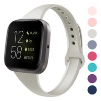 DYKEISS Sport Slim Silicone Band Compatible with Fitbit Versa/Versa Lite Edition, Thin Soft Narrow Silicone Replacement Strap Wristband Accessory for Fitbit Versa Smart Watch (Small, Light Gray)