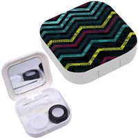 Portable Contact Lens Case Box Travel Kit Mirror + Bottle + Tweezers Container Holder [ Poligonal Form ]