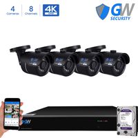 GW 8Channel H.264 Video Recorder NVR 4-Megapixel Security Camera System, 2pcs 4MP CCTV 4mm Wide Angle Infrared Bullet IP Cameras, 1T Hard Drive