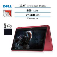 2019 Dell Inspiron 11 3000 11.6" 2-in-1 Touchscreen Laptop, AMD A9-9420e (Up to 2.9GHz), 8GB DDR4 RAM, 256GB SSD, WiFi, Bluetooth, HDMI, Bluetooth, Webcam, Windows 10 Red W/ Accessories