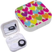 Portable Contact Lens Case Box Travel Kit Mirror + Bottle + Tweezers Container Holder [ Love ]