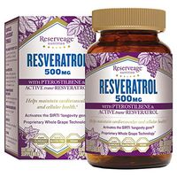 Reserveage, Resveratrol 500 mg with Pterostilbene, Antioxidant Supplement for Cardiovascular and Cellular Health, Supports Healthy Aging, Paleo, Keto, 60 capsules (60 servings)