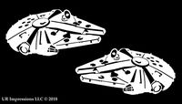 UR Impressions MWht 3.5in. Millennium Falcon 2-Pack Decal Vinyl Sticker Graphics for Cars Trucks SUV Vans Walls Windows Laptop|Matte White|3.5 X 2 Inch|URI538-MW