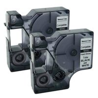 QPMY 2 Pack Compatible for Black on White 18053 S0718280 Heat-Shrink Tube DYMO Rhino IND Label Tape 3/8" x 5'