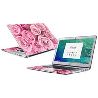 Mightyskins Skin Compatible with Acer Chromebook 15" (2018) - Pink Roses | Protective, Durable, and Unique Vinyl Decal Wrap Cover | Easy to Apply, Remove, and Change Styles | Made in The USA