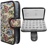 Simply Genius Floral Large 7 Day Daily Pill Organizer, Portable Locking Travel Case Doses Dispenser, AM/PM, Day & Night, Weekly Pill Box Organizer Case