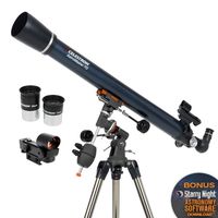 Celestron - AstroMaster 70EQ Refractor Telescope - Refractor Telescope for Beginners - Fully-Coated Glass Optics - Adjustable-Height Tripod - BONUS Astronomy Software Package