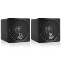 3" Mini Cube Bookshelf Speakers - 100W Small Bookshelf Speakers w/ 3" Paper Cone Driver, 8 Ohm - Passive Audio Book Shelf Speaker Pair For Home Theater Stereo Surround Sound - Pyle Home PCB3BK (Black)
