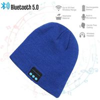 Cupidove Bluetooth Beanie Hat Headphones Headset, Wireless 5.0 Smart Beanie Hat Headphone Speaker Cap, Built-in HD Stereo Speakers & Microphone, Musical Knit Cap for Outdoor Sports, Boys Girls(Blue)