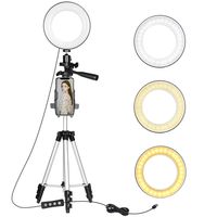 ZOMEI 6" Ring Light with Tripod Stand & Flexible Phone Holder for Live Stream Video, Mini Desktop Travel Camera Ring Light for iPhone Android