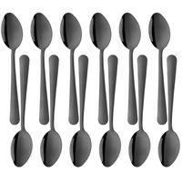 BUY&USE Large Table Spoon Stainless Steel Serving Spoons, Used for Buffet Restaurant, 12-Pcs Black Flatware Set