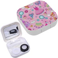 Portable Contact Lens Case Box Travel Kit Mirror + Bottle + Tweezers Container Holder [ Princess Ballerina Tiara ]