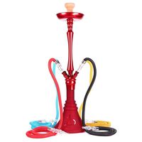 JYH-U Hookah Glass Water Pipe Vase with 4 Hoses, Portable Colorful Hookah Set Shashi, Choose Your Favorite Color (Color : Red)
