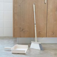 2-piece 18.7-36.7-inch Long Retractable Handle Broom And Shovel Set - Quick-cleaning Quality Durable Plastic Upright Broom And Dustproof Disc Combination With Stand