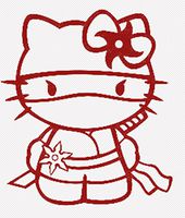 Hello Kitty Ninja 4" Tall Decal Sticker for Cars Laptops Tablets Skateboard - Black