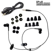 MIUSUK IPx8 Rating Waterproof Earbud Headphones for Swimming Underwater Sports,Noise Reducing Earplug | Watertight Earphone Tips Short Cord and Extension Cable(Black Durable)