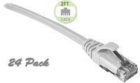 24-Pack CAT6 Snagless Ethernet Patch Cables 2 Feet - White