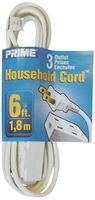 Prime Wire & Cable EC660606-3-Pk 6-Feet 16/2 SPT-2 3-Outlet Cord, 3-Pack, White