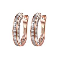 FunDiscount 14K Gold Plated Cubic Zirconia Huggie Hoop Earrings, 925 Sterling Silver CZ Simulated Diamond Gemstone Small Hoops Earring Stud Bohemian Large Half Ring Earrings Statement (Rose Gold)