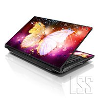 LSS Laptop 17-17.3" Skin Cover with Colorful Sparkling Butterfly Pattern for HP Dell Lenovo Apple Asus Acer Compaq - Fits 16.5" 17" 17.3" 18.4" 19" (2 Wrist Pads Free)