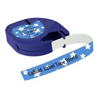 LetraTag Refills 91331, LaBold 2 Rolls Unique Design Cartoon Style Compatible Dymo LetraTag Label Tape Black on Little Star 1/2"W x 13'L (12mmx4m)