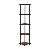 Furinno 99811DC/BK Turn-N-Tube 5 Tier Corner Shelf, Dark Cherry/Black