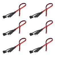 SAE Connector DC Power Extension Cable 16 AWG Automotive Battery Quick Disconnect Pigtail Wire Harness with Dust Cap (6 Pcs 1.2 Foot)
