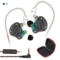 Andiker KZ ZSN-C Quad Driver Earphones DD+BA Hybrid Technology Electronic Crossover Wired Headset, Detachable Cable Heavy Bass Stereo in-Ear Earbuds with Storage Box (ZSN-C Mic, Cyan)