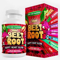 Organic Beet Root Powder Capsules with Grape Seed Extract, Ginseng - Happy Heart Blend - USA Grown Beetroot