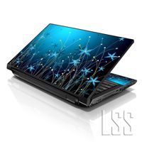 LSS Laptop 17-17.3" Skin with Colorful Blue Floral Pattern for HP Dell Lenovo Apple Asus Acer Compaq - Fits 16.5" 17" 17.3" 18.4" 19" (2 Wrist Pads Free)
