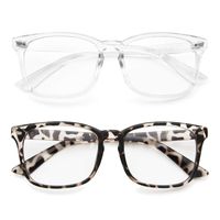 Blue Light Blocking Glasses 2 Pack Anti Eye Strain Minimize Headache UV Blocking Computer Reading Gaming Eyeglasses, Men/Women (Transparent&Leopard)