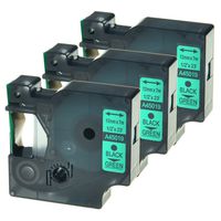 GREENCYCLE 3PK Black on Green Label Tape Compatible for Dymo D1 45019 S0720590, 1/2 Inch, LabelManager 420P Labeling Maker (3PK 45019 S0720590)