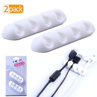 Cable Holder Organizer Desktop,Cable Management with Adhesive,Wire Holder for Table,Car,Computer,Charging Cable,USB Cable,Mouse,Headphone,Office,ect.(White,2 Pack)