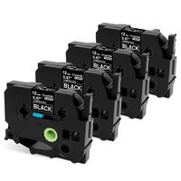 Replace Brother TZe-335 P-Touch Label Tape White on Black TZ Tape 12mm 0.47 Inch Standard Laminated Compatible with Label Makers PTD200 PTH110 PTP300BT, 26.2 Feet (8M), 4-Pack