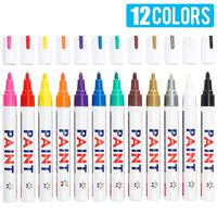 Paint Markers on Almost Anything Never Fade Quick Dry and Permanent, Attom Tech Art Bright and Vivid Assorted Oil-Based Fine Tip Paint Pen Set, Strong Covering Force [12 Color]