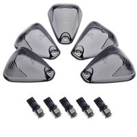 HERCOO Smoke Roof Cab Marker Lights Lens w/LED Bulbs Aftermarket Replacement Compatible with Ford F150 F250 F350 F450 F550 Super Duty (Qty:5