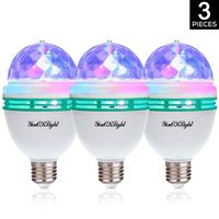 YouOKLight 3-Pack E26 Full Color Rotating Lamp LED Strobe Bulb Multi Crystal Stage Light for Disco Birthday Party Club Bar