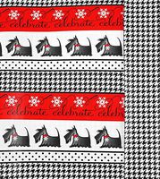 Holiday Scotties Houndstooth Reversible Gift Wrap Flat Sheet - 24" x 6'