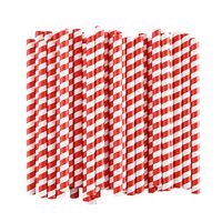 ALINK Extra Wide Paper Boba Smoothie Straws, 12mm Large Biodegradable Jumbo Big Fat Bubble Tea/Milkshake Party Straws, Pack of 50 - Red Stripe
