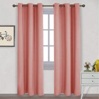 NICETOWN Energy Smart Thermal Insulated Solid Ring Top Room Darkening Curtains/Drapes for Bedroom (Coral, 2 Pieces, 42 x 84 Inch)